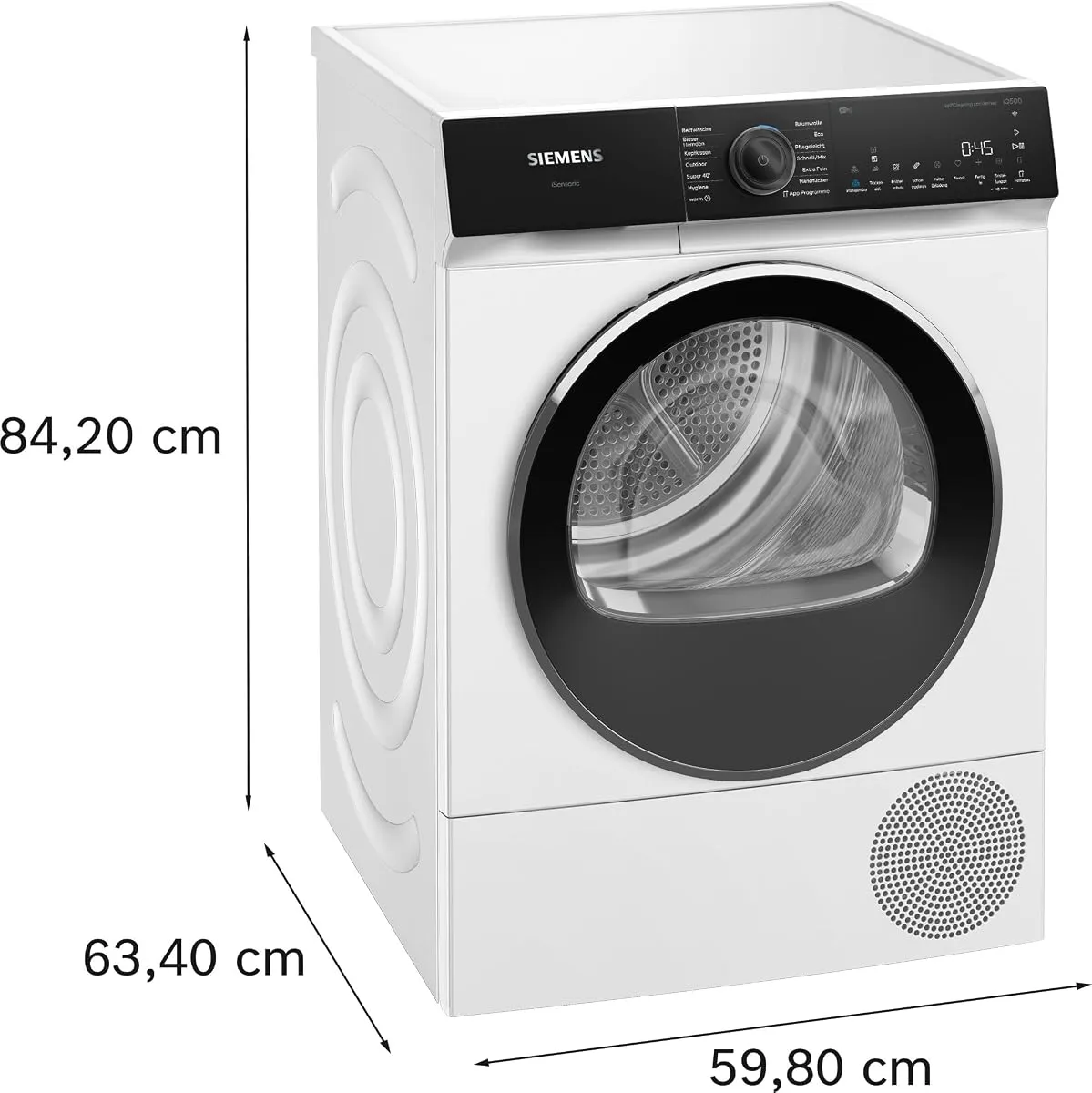 Siemens WQ45H2BECO iQ500 Smarter Wärmepumpentrockner 9 kg selbstreinigend – Produktbild 4 von 5